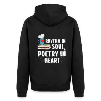 Poetry Slam Schriftsteller Poet Literatur Slam - Unisex Premium Bio Zip Hoodie - Schwarz - Hinten - Nico (187cm)