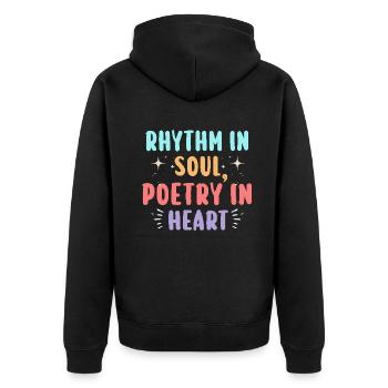 Poetry Slam Schriftsteller Poet Literatur Slam - Unisex Premium Bio Zip Hoodie - Schwarz - Hinten - Nico (187cm)