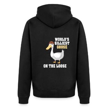 Die dümmste Gans der Welt auf freiem Fuß - Unisex Premium Bio Zip Hoodie - Schwarz - Hinten - Nico (187cm)