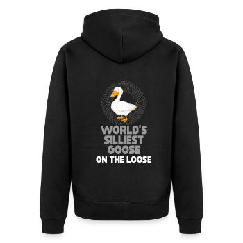 Die dümmste Gans der Welt auf freiem Fuß - Unisex Premium Bio Zip Hoodie - Schwarz - Hinten - Nico (187cm)