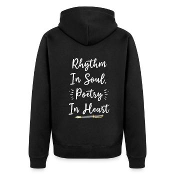 Poetry Slam Schriftsteller Poet Literatur Slam - Unisex Premium Bio Zip Hoodie - Schwarz - Hinten - Nico (187cm)
