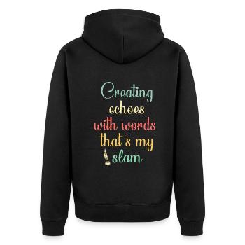 Poetry Slam Schriftsteller Poet Literatur Slam - Unisex Premium Bio Zip Hoodie - Schwarz - Hinten - Nico (187cm)