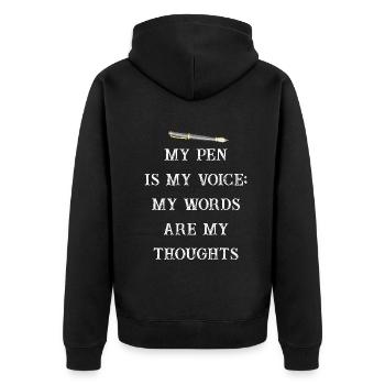 Poetry Slam Schriftsteller Poet Literatur Slam - Unisex Premium Bio Zip Hoodie - Schwarz - Hinten - Nico (187cm)