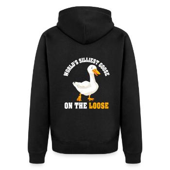 Worlds Silliest Goose On The Loose - Unisex Premium Organic Zip Hoodie - black - Back - Nico (187cm)