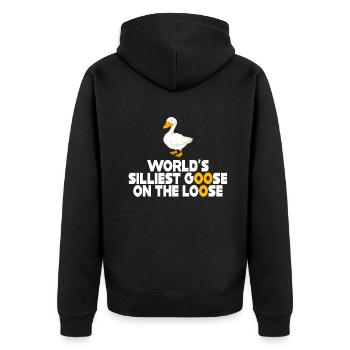 Die dümmste Gans der Welt auf freiem Fuß - Unisex Premium Bio Zip Hoodie - Schwarz - Hinten - Nico (187cm)