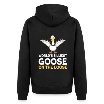 Die dümmste Gans der Welt auf freiem Fuß - Unisex Premium Bio Zip Hoodie - Schwarz - Hinten - Nico (187cm)