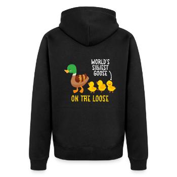 Die dümmste Gans der Welt auf freiem Fuß - Unisex Premium Bio Zip Hoodie - Schwarz - Hinten - Nico (187cm)