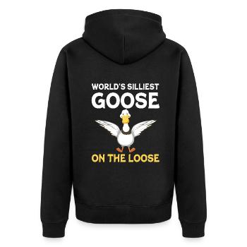 Die dümmste Gans der Welt auf freiem Fuß - Unisex Premium Bio Zip Hoodie - Schwarz - Hinten - Nico (187cm)