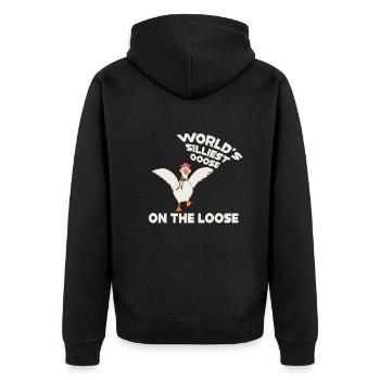 Worlds Silliest Goose On The Loose - Unisex Premium Organic Zip Hoodie - black - Back - Nico (187cm)