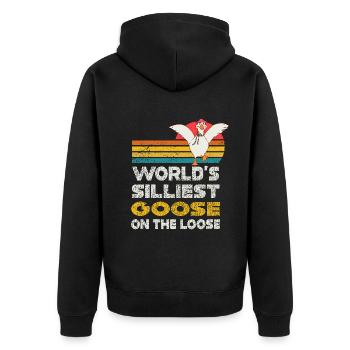 Die dümmste Gans der Welt auf freiem Fuß - Unisex Premium Bio Zip Hoodie - Schwarz - Hinten - Nico (187cm)
