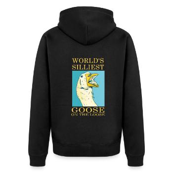 Worlds Silliest Goose On The Loose - Unisex Premium Organic Zip Hoodie - black - Back - Nico (187cm)