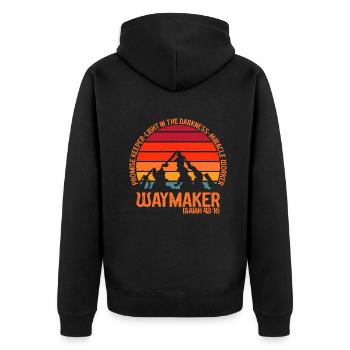 Waymaker Promise Keeper Miracle Worker - Unisex Premium Organic Zip Hoodie - black - Back - Nico (187cm)