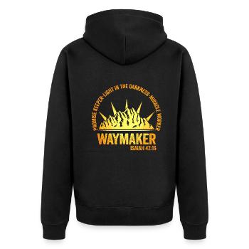 Waymaker Promise Keeper Miracle Worker - Unisex Premium Organic Zip Hoodie - black - Back - Nico (187cm)