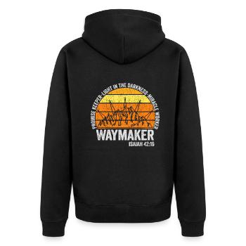 Waymaker Promise Keeper Miracle Worker - Unisex Premium Organic Zip Hoodie - black - Back - Nico (187cm)