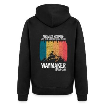 Waymaker Promise Keeper Miracle Worker - Unisex Premium Organic Zip Hoodie - black - Back - Nico (187cm)
