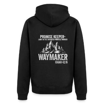 Waymaker Promise Keeper Miracle Worker - Unisex Premium Organic Zip Hoodie - black - Back - Nico (187cm)
