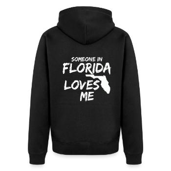 Quelqu’un en Floride m’aime - Veste à capuche bio Premium Unisexe - noir - Dos - Nico (187cm)