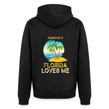 Quelqu’un en Floride m’aime - Veste à capuche bio Premium Unisexe - noir - Dos - Nico (187cm)
