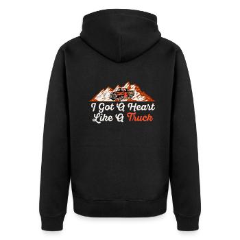 Ich habe ein Herz wie ein Truck - Unisex Premium Bio Zip Hoodie - Schwarz - Hinten - Nico (187cm)