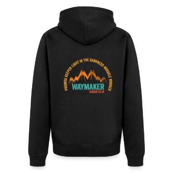 Waymaker Promise Keeper Miracle Worker - Unisex Premium Organic Zip Hoodie - black - Back - Nico (187cm)
