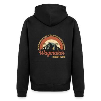 Waymaker Promise Keeper Miracle Worker - Unisex Premium Organic Zip Hoodie - black - Back - Nico (187cm)