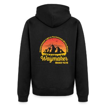 Waymaker Promise Keeper Miracle Worker - Unisex Premium Organic Zip Hoodie - black - Back - Nico (187cm)