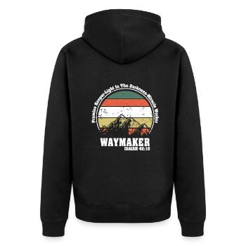 Waymaker Promise Keeper Miracle Worker - Unisex Premium Organic Zip Hoodie - black - Back - Nico (187cm)