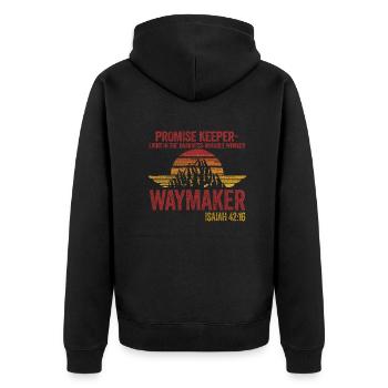 Waymaker Promise Keeper Miracle Worker - Unisex Premium Organic Zip Hoodie - black - Back - Nico (187cm)