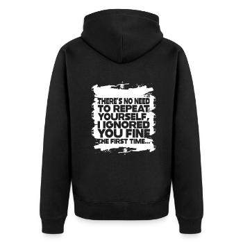 Il n’est pas nécessaire de se répéter - Veste à capuche bio Premium Unisexe - noir - Dos - Nico (187cm)