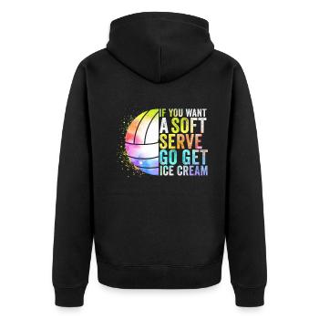 Wenn Sie ein Softeis wollen, holen Sie sich Eis - Unisex Premium Bio Zip Hoodie - Schwarz - Hinten - Nico (187cm)