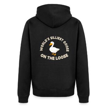 Die dümmste Gans der Welt auf freiem Fuß - Unisex Premium Bio Zip Hoodie - Schwarz - Hinten - Nico (187cm)