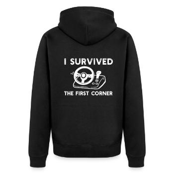 Simracer Esports Enthusiast Sim Racing - Unisex Premium Organic Zip Hoodie - black - Back - Nico (187cm)