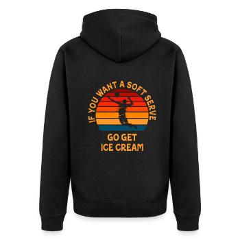 Wenn Sie ein Softeis wollen, holen Sie sich Eis - Unisex Premium Bio Zip Hoodie - Schwarz - Hinten - Nico (187cm)