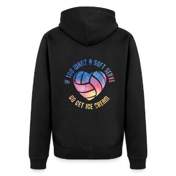 Wenn Sie ein Softeis wollen, holen Sie sich Eis - Unisex Premium Bio Zip Hoodie - Schwarz - Hinten - Nico (187cm)