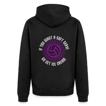 Wenn Sie ein Softeis wollen, holen Sie sich Eis - Unisex Premium Bio Zip Hoodie - Schwarz - Hinten - Nico (187cm)