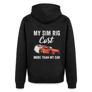 Simracer Esports Enthusiast Sim Racing - Unisex Premium Organic Zip Hoodie - black - Back - Nico (187cm)