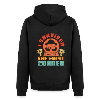 Simracer Esports Enthusiast Sim Racing - Unisex Premium Organic Zip Hoodie - black - Back - Nico (187cm)