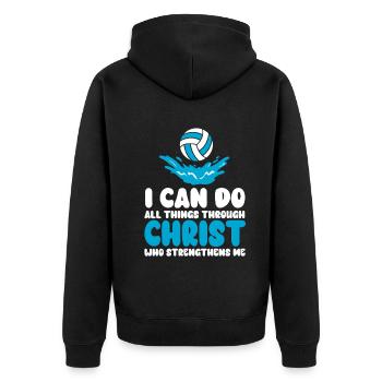 Mit Volleyball kann ich alles machen - Unisex Premium Bio Zip Hoodie - Schwarz - Hinten - Nico (187cm)