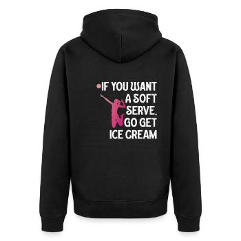 Wenn Sie ein Softeis wollen, holen Sie sich Eis - Unisex Premium Bio Zip Hoodie - Schwarz - Hinten - Nico (187cm)