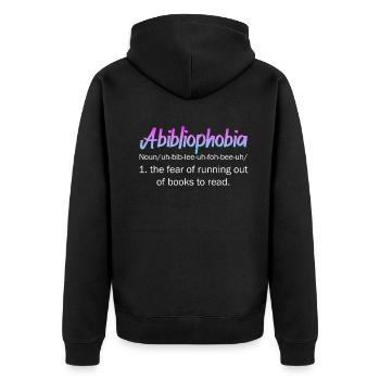 Abibliophobia Bookworm Reading Books - Unisex Premium Organic Zip Hoodie - black - Back - Nico (187cm)
