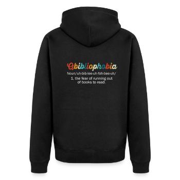 Abibliophobia Bookworm Reading Books - Unisex Premium Organic Zip Hoodie - black - Back - Nico (187cm)