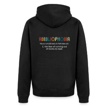Abibliophobia Bookworm Reading Books - Unisex Premium Organic Zip Hoodie - black - Back - Nico (187cm)