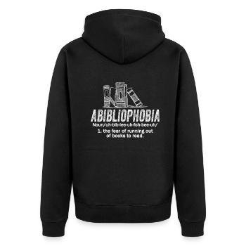 Abibliophobia Bookworm Reading Books - Unisex Premium Organic Zip Hoodie - black - Back - Nico (187cm)