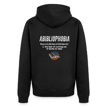 Abibliophobia Bookworm Reading Books - Unisex Premium Organic Zip Hoodie - black - Back - Nico (187cm)