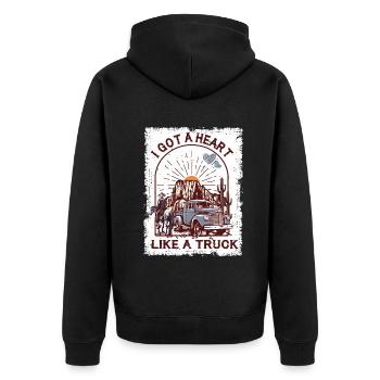 J’ai un cœur comme un camion - Veste à capuche bio Premium Unisexe - noir - Dos - Nico (187cm)