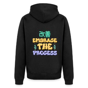 Le Kaizen japonais adopte le processus - Veste à capuche bio Premium Unisexe - noir - Dos - Nico (187cm)
