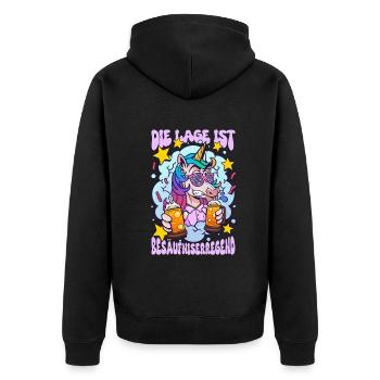 Die Lage Ist Besäufniserregend - Unisex Premium Bio Zip Hoodie - Schwarz - Hinten - Nico (187cm)