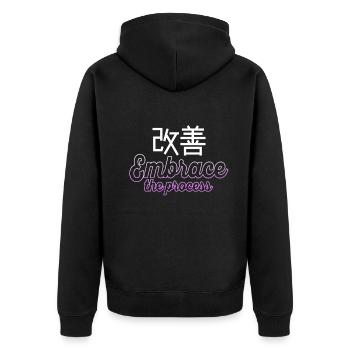 Le Kaizen japonais adopte le processus - Veste à capuche bio Premium Unisexe - noir - Dos - Nico (187cm)