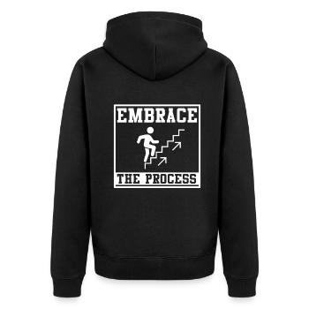 Le Kaizen japonais adopte le processus - Veste à capuche bio Premium Unisexe - noir - Dos - Nico (187cm)
