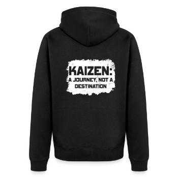 Kaizen : un voyage, pas une destination - Veste à capuche bio Premium Unisexe - noir - Dos - Nico (187cm)
